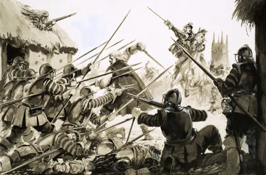 Cabezas Redondas luchando contra los Realistas en Worcester