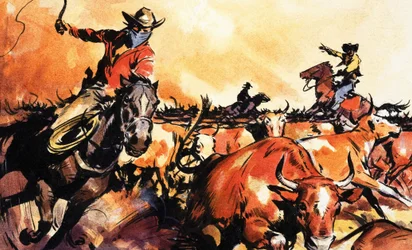 Reuniendo ganado en el Lejano Oeste