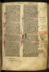 Real 14 C.VII ff.86v Decoración fronteriza con escudo de armas de Ricardo Corazón de León, ilustración de 