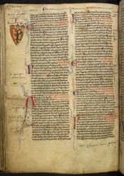 Real 14 C.VII ff.86v Decoración fronteriza con escudo de armas de Ricardo Corazón de León, ilustración de 