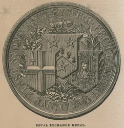 Medalla del Royal Exchange, acuñada para conmemorar la apertura del Royal Exchange en 1844