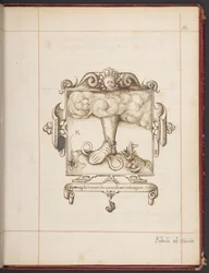 Real MS 18 A XLVIII, fol. 12r, emblema con lema en latín de la copia de presentación de George Gascoine de Hemetes the Hermit