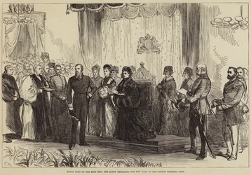 Visita real al East End, la Reina declarando abierta la nueva ala del Hospital de Londres