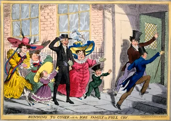 Corriendo a Cubrirse con la Familia Bore en Pleno Llanto, c.1830