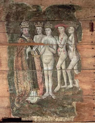 San Pedro recibiendo a la nobleza, del Juicio Final de Wenhaston, c.1500-20 (madera pintada)