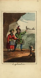 Pueblo sami, lapones, hombre y mujer de Laponia