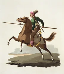 Saphir, de Trajes de las diversas naciones, volumen VII, El traje militar de Turquía, de Thomas MacLean, publicado hacia 1800-18