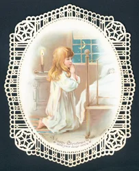 Rezando antes de dormir, tarjeta de Navidad