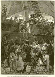 Escena en la partida de la expedición de Darien desde Leith