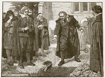 Escena en el funeral de Chillingworth, ilustración de Cassells Illustrated History of England