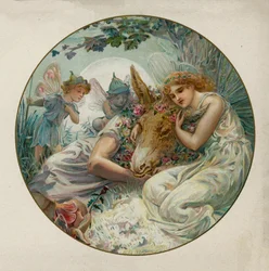 Escena de El sueño de una noche de verano de Shakespeare (chromolitho)