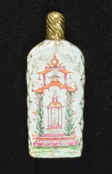 Frasco de perfume decorado con una pagoda