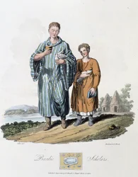 Escolar y su maestro - en “Celtas y godos, costumbres de los habitantes de las Islas Británicas de principios del siglo VI y de las naciones godas de la costa oeste del Báltico”, por S.R. Meyrick y Ch. Smith