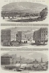 Asiento de la guerra, Odesa, en el Mar Negro (grabado)