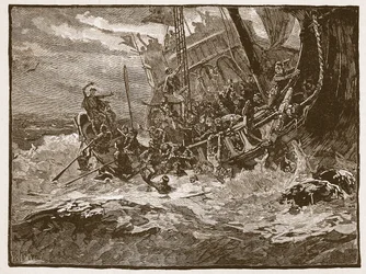 Naufragio del príncipe Guillermo, ilustración de Cassells Illustrated History of England