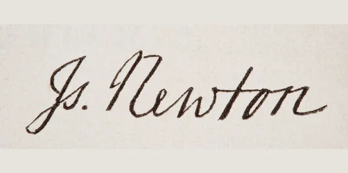 Firma de Sir Isaac Newton, de 