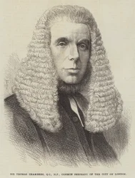 Sir Thomas Chambers, QC, MP, Common Serjeant de la ciudad de Londres (grabado)