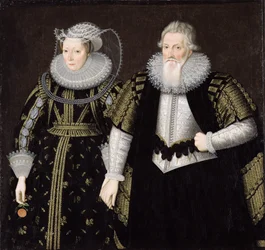 Sir Thomas Mansel (1556-1631) y Jane (Pole) Lady Mansel (óleo sobre lienzo)