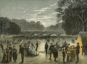 Patinaje en Hyde Park, Londres, hacia 1850