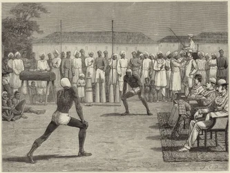 Bocetos con un regimiento nativo de Bombay