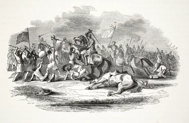 Escaramuza en las cercanías del castillo de Chirck, pub. siglo XIX
