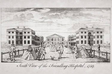 Vista sur del Hospital Foundling, Londres, 1749