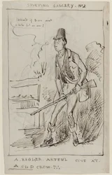 Galería Deportiva No.2, A Regler, Artful Cove at a Old Crow, c.1825 (pluma y tinta sobre papel)