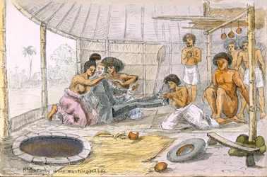San Antonio nunca fue tentado como..., de Ye Pilgrimage of ye Revnd. Simpleheart, Aventuras de un misionero ingenuo en los Mares del Sur, c.1880