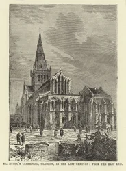 Catedral de St Mungo, Glasgow, en el siglo pasado, desde el extremo este