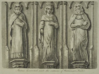 Estatuas descubiertas cerca de la entrada del Westminster Hall, 1807