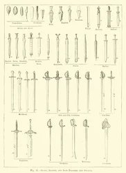 Dagas y espadas de piedra, bronce y hierro (grabado)