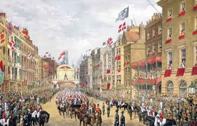 Temple Bar, 7 de marzo de 1863, de A Memorial of the Marriage of Edward VII and Alexandra of Denmark, pub. 1864