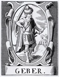 El Alquimista Geber (siglo XIV) ilustración de Ciencia y Literatura en la Edad Media y el Renacimiento, escrito y grabado por Paul Lacroix, 1878