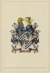 Los escudos de armas de Edward Chaddock Lowndes, Esquire de Castle Combe, Chippenham (litografía en color)