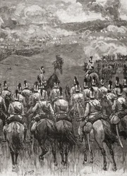Batalla de Königgrätz, también conocida como Batalla de Sadowa, Sadová o Hradec Králové, cerca de Sadová, Bohemia.