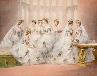 Las damas de honor, 10 de marzo de 1863, de A Memorial of the Marriage of Edward VII and Alexandra of Denmark, pub. 1864