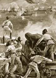 La flota británica bombardea los puertos de Alejandría, 11 de julio de 1882
