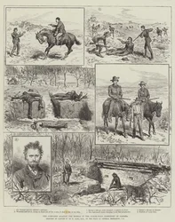La Campaña contra los Rebeldes en el Territorio del Noroeste de Canadá (grabado)