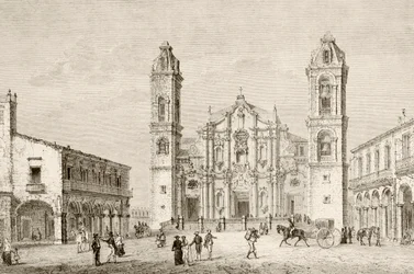 La Catedral de La Habana, Cuba (litografía)
