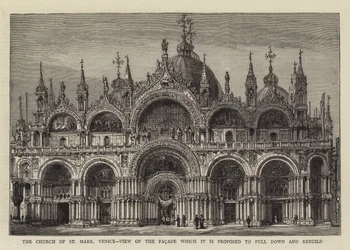 La Iglesia de San Marcos, Venecia, Vista de la Fachada que se propone derribar y reconstruir (grabado)