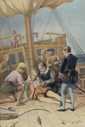 La muerte de Sir Richard Grenville (litografia en color)