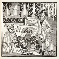 El diablo sobre dos palos o la ciudad desvelada, ilustración de Chap-books del siglo XVIII de John Ashton, pub. 1882