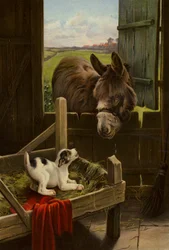 El perro en el pesebre (litografía en color)