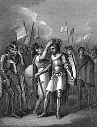 El conde de Richmond elegido rey después de la batalla de Bosworth, de 