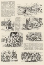 Las Maniobras Voluntarias de Pascua, Bocetos con una Columna en Marcha