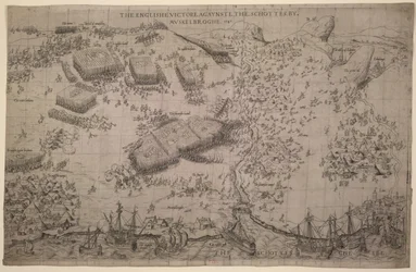"La victoria inglesa contra los Schottes por Muskelbroghe" 1547 (grabado)