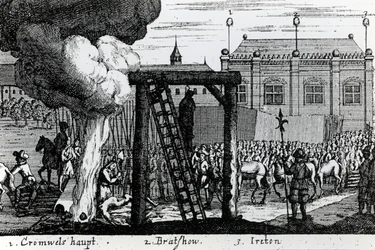 La ejecución de Oliver Cromwell, John Bradshaw y Henry Ireton, c.1661