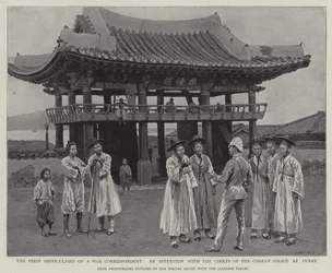 Las primeras dificultades de un corresponsal de guerra, una entrevista con los jefes de la policía coreana en Fusan