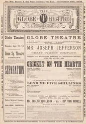 Programa del Teatro Globe, 21 de abril de 1884