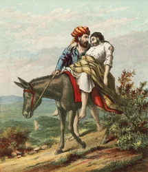 El Buen Samaritano cuidando al viajero herido